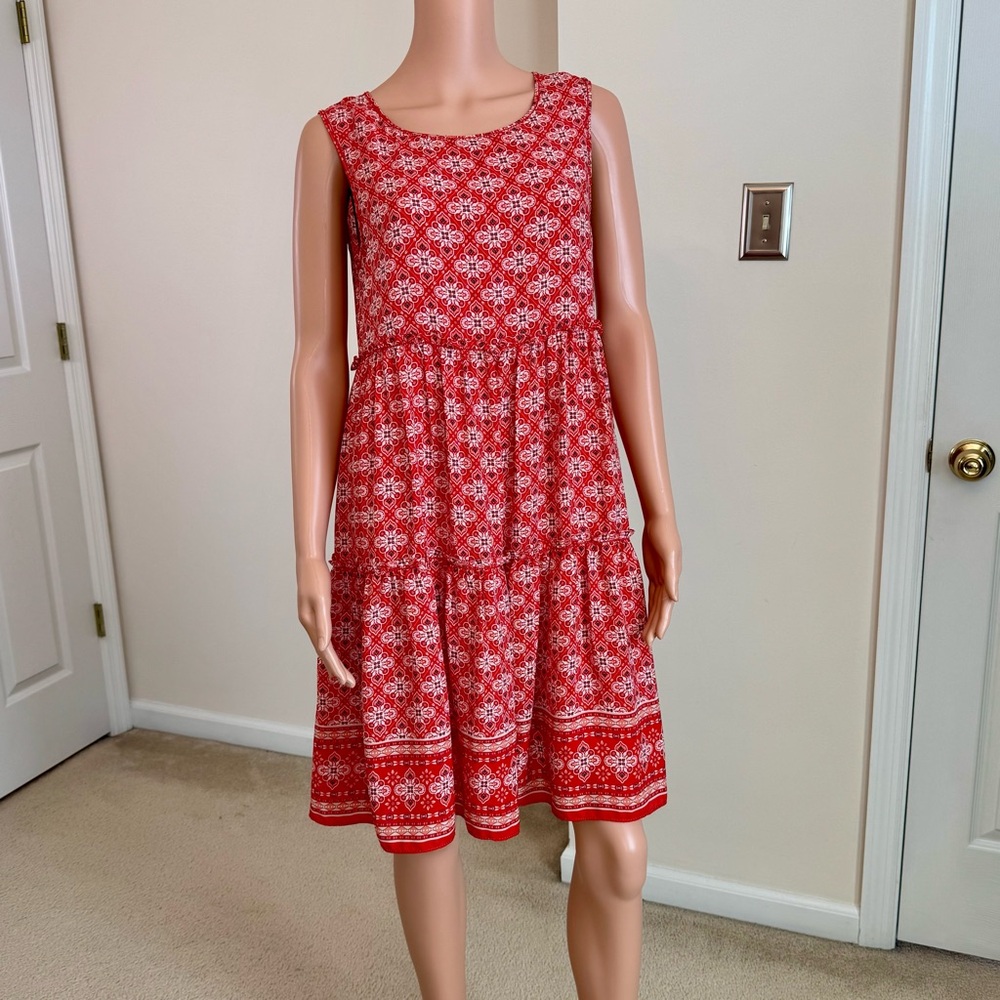 Max Studio Tiered Flowy Fairy Core Floral Bohemian Sleeveless Babydoll Dress Sml